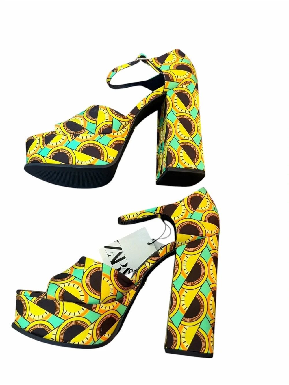ZARA 70’s Retro Hippie Afrocentric Inspired Dopamine Chunky Platform Sandals Sz8
